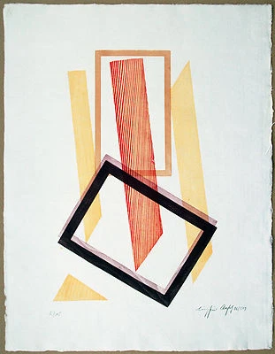 Siegfried Assfalg 1925 -2012 2 Quadrate Farb-Holzdruck signiert 1986 konstruktiv - Bild 1 von 4