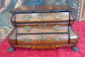 TABLE TOP CHEST OF DRAWERS DUTCH MARQUETRY 1820 FREE SHIPPING TO ENGLAND - Picture 1 of 18