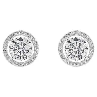 Brincos de prata halo folheados a ouro branco 18k Cate & Chloe Ariel - Imagem 1 de 4