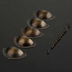 5pc Kitchen Cupboard Door Cabinet Cup Shell Handle Drawer Furniture Antique Pull - Picture 1 of 10