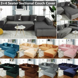 Stretch Sofa Covers for 3+4 Seater Sectional Corner Sofa Slipcovers Couch Cover - Picture 1 of 119