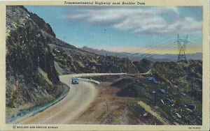 Postcard Nevada Transcontinental Hwy near Boulder Dam Hoover Dam 1940s Nr MINT - Picture 1 of 1