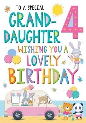 High Quality Age 4 Granddaughter Greeting Card 9 x 6 Inches with Envelope - Image 1 of 2