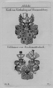 1820 - Voith Voithenberg Neuennussberg Volckamer Stemma Araldica Incisione - Bild 1 von 1