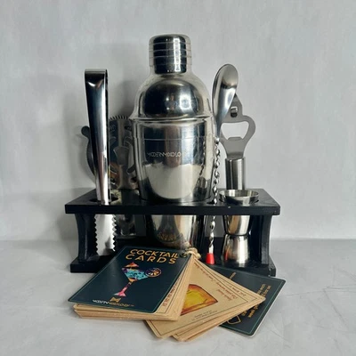 Moderno Juego de Coctelera Mixology y Tarjetas de Recetas Kit de Bartender Acero Inoxidable Foto 1 de 4