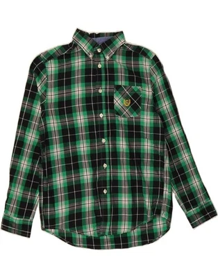 CHAPS Boys Easy Care Flannel Shirt 14-15 Years Large  Green Check Cotton BQ04 - Image 1 of 3