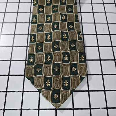 Corbata 417 de Van Heusen 100 % seda dorada y verde Foto 1 de 3