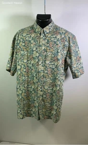 REYN SPOONER Short Sleeve Button Hawaiian Aloha Tropical Shirt Men - Size LARGE - Picture 1 of 3