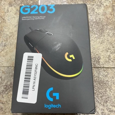 Logitech G203 LIGHTSYNC Wired Gaming Mouse, 8,000 DPI Black/c - Image 1 of 4