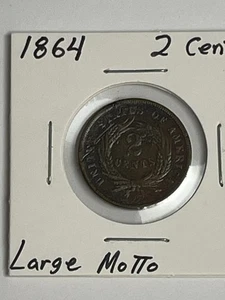 1864 2 Cent Stück Schild Bronze Original Vintage Antik Münze Kostenloser Versand - Bild 1 von 13