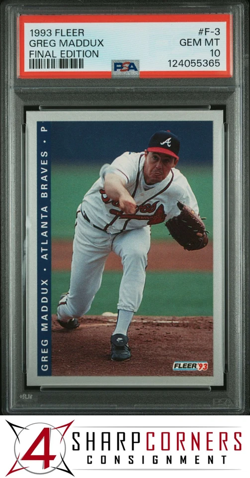 1993 FLEER FINAL EDITION #F-3 GREG MADDUX BRAVES HOF PSA 10 - Image 1 of 3