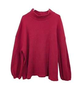 Túnica de cuello alto tejida gofre roja de vacaciones AVA y VIV suave y acogedora, Navidad 2X - Imagen 1 de 16