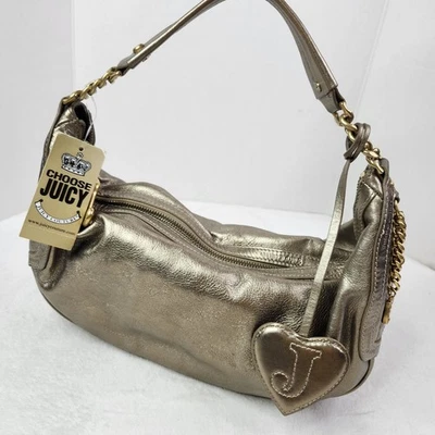 JUICY COUTURE Gold Metallic Bronze Leather Hand Bag Purse Vintage Y2K NEW - Image 1 of 4