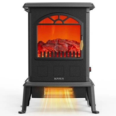Chimenea Eléctrica Independiente 22" Calentador de Espacio Estufa de Llama de Fuego 1500W 120V Foto 1 de 4