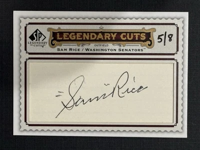 2009 SP Legendary Cuts Sam Rice 5/8 Auto #LC-72 Cut Signatures Senators HOF - Image 1 of 2