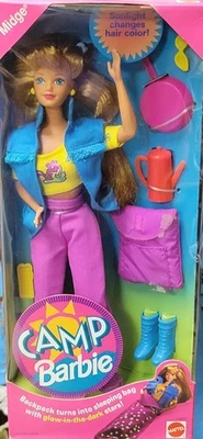 Muñeca Barbie Midge Camp 1993 Mattel con sartén, botas, cafetera, mochila, extra Foto 1 de 2