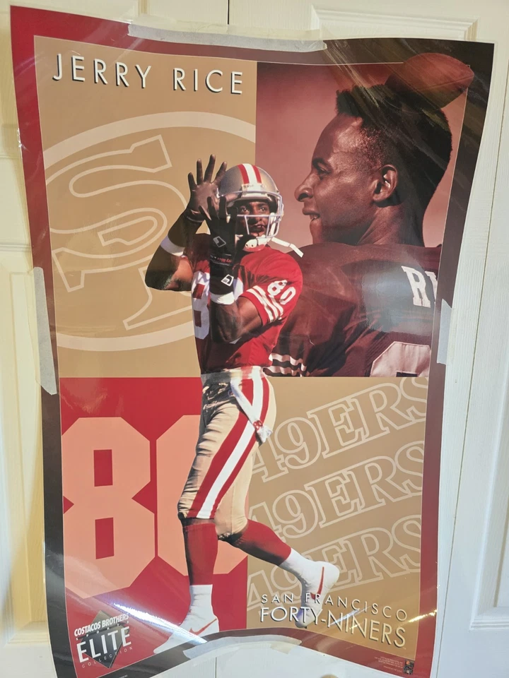 Laminated Vtg 1994 Jerry Rice Elite Costacos Bros San Francisco 49ers Poster   - Image 1 of 1