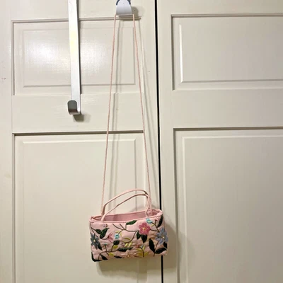 Cartera de noche vintage rosa con cuentas y bordados con asas y correa Foto 1 de 4