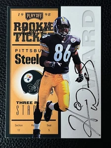Autografo Hines Ward Pittsburgh Steelers 1998 Playoff Contenders RC firmato - Foto 1 di 2