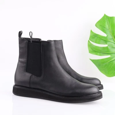 Botas Chelsea J Crew para mujer talla 10 de cuero negro plataforma baja Foto 1 de 4