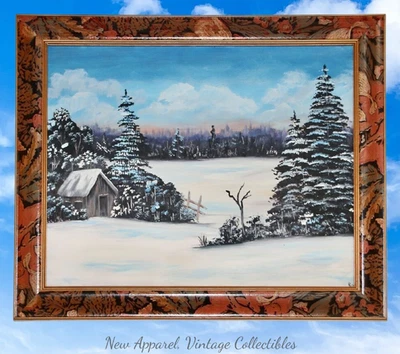 Bob Ross's "Winter Peace" Style 20"x24" Framed Oil Painting, Fine Landscape Art - Image 1 of 4