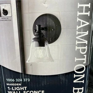 HAMPTON BAY Marsden Wandleuchte mit 1 Licht mattschwarz Übergang Waschtischleuchte - Bild 1 von 5