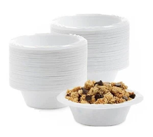 100 x Plastic Dessert Bowls 8oz (250ml) White Reusable Ice-cream Soup Bowls - Picture 1 of 5