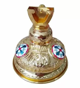 Supporto Croce Altare Benedizione 4,3" Inciso Tradizionale Bizantino Smalto Base Oro - Foto 1 di 1