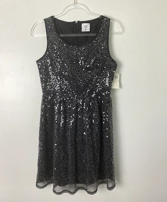Mac + Jac Womens Black Sequin Sleeveless Skater Mini Party Dress Size M NWT - Image 1 of 4