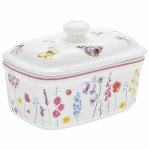 Large Butter Dish Butterfly Garden China Ceramic Bell Lid Mum Mothers Day Auntie - Picture 1 of 2