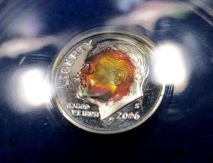 2006 s DIME PF65 DCAM SATIN NEON CHROMATIC ARTISTIC TONING REV IS FSB ANACS - Picture 1 of 9