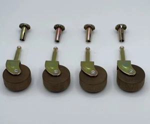 Medium 1 5/8" Hardwood Casters Pack of 4 Vintage Antique Furniture Casters - Picture 1 of 6