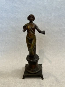 Vintage French Bronze Spelter Statue Woman Painter, 12 3/4" T, 4 1/4" x 4 1/4" - Picture 1 of 11