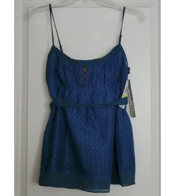 Juniors XOXO Lace Tunic Style Top Blue Size Medium - Image 1 of 2