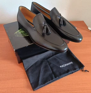 Magnanni Flex Delrey III Men' s Black Leather Loafers Dress Shoes Sz US 10.5 - Picture 1 of 14