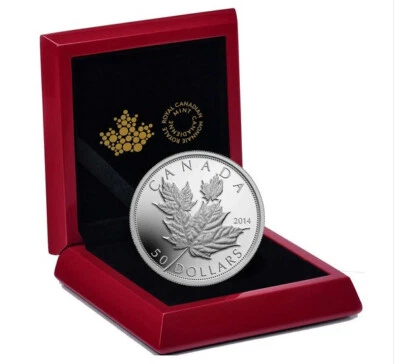 2014 Canada $50 Coin Maple Leaves .999 Fine Silver  5oz - Image 1 of 4