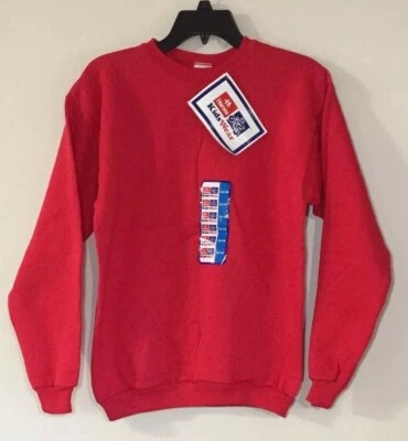 Vintage 1996  Hanes Kidswear Fleece Sweatshirt Red Cotton Size Kids XL 16/18 New - Image 1 of 4