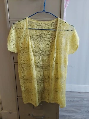 Beautiful Yellow Crochet Pattern Coat - Image 1 of 3