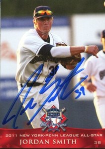 2011 Mahoning Valley Scrappers JORDAN SMITH Signed Card autograph AUTO INDIANS