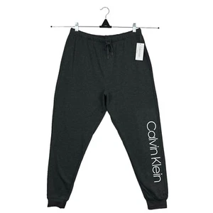 Calvin Klein Mens Lounge Sleepwear Jogger Pajama Pants Size L-XL Gray Logo Front - Picture 1 of 12