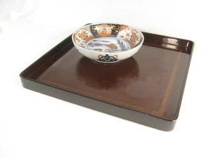 ANTIKES SIGNIERTES JAPANISCHES TAISHO-ÄRA (c1915) HOLZ & LACK OBON OZEN TABLETT - Bild 1 von 12