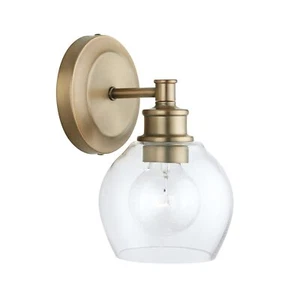 Capital Lighting 621111AD-426 Mid Century Modern Clear Glass Wall Sconce, - Picture 1 of 9