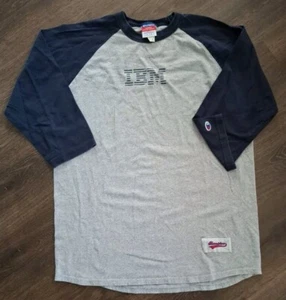 VINTAGE 1990s IBM COMPUTERS BLUE GRAY RAGLAN 3/4 SLEEVE SHIRT Large 1990s vtg - Picture 1 of 5