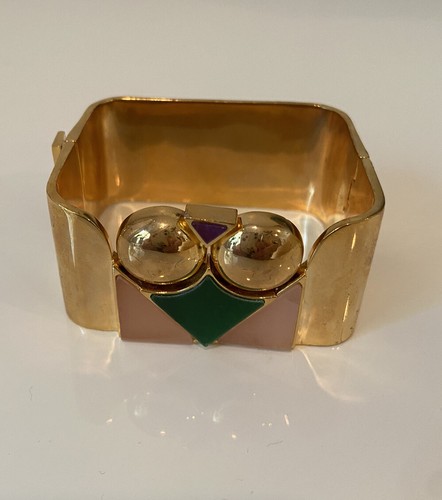 Bracciale Kate Spade tono oro largo grosso chiusura a giro cerniera dichiarazione