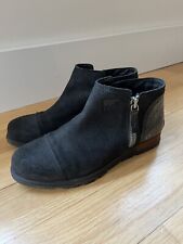 Sorel Major Low Ankle Bootie Black Leather & Suede Women's 8.5 Boots 8 1/2