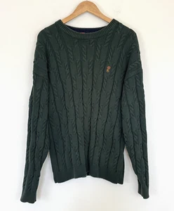 VTG 90s Chaps Ralph Lauren Sweater Mens Size XL Green Cable-Knit Pullover Preppy - Picture 1 of 7