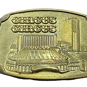 Vintage 70s Circus Circus Casino Las Vegas Western Belt Buckle Brass Gold Mens - Picture 1 of 8