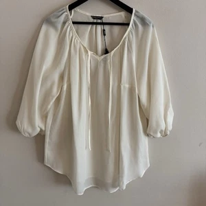 MARINA KANEVA Cream Sheer SIZE 18 UK 3/4 Sleeve Top - Picture 1 of 7
