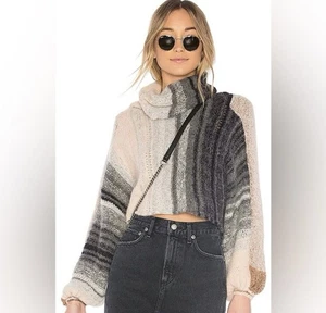 Free People Jumper Sz XL AU 14 US 10 Cloud Kicker Cropped Sweater Alpaca Grey - Picture 1 of 8