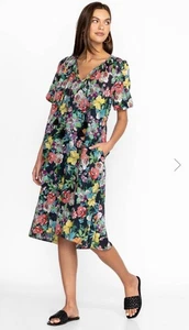 Johnny Was Zahava Tie Neck Midi Dress Floral Tassel Pockets Sz XL - Picture 1 of 20